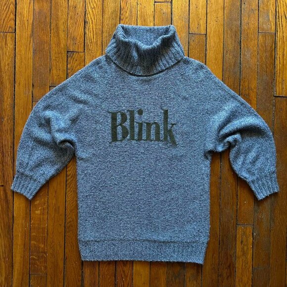 Dip Drops‎ Blink Knit Turtleneck Sweater Women 2 Blue Grey Japanese Streetwear - Picture 1 of 8